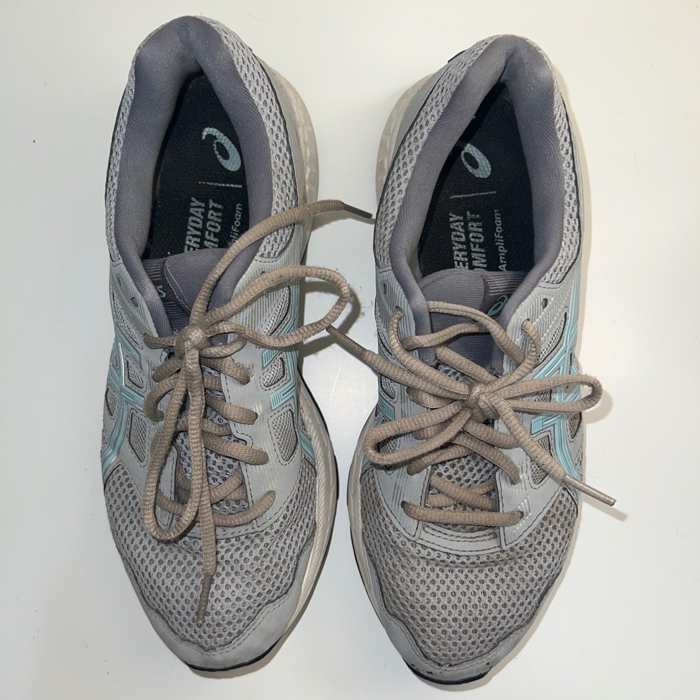 ASICS Gel-Contend 5 Womens Running Shoes Grey Blue 1012A231 Wide Size 8